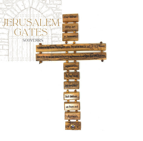 The Lord’s Prayer Olive Wood Cross